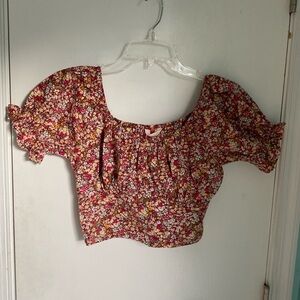 -Sim & Sam off the shoulder floral crop top